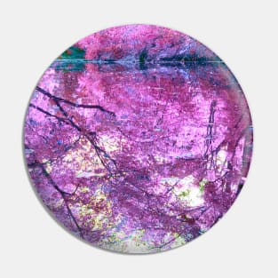 Fantasy Nature Scene with Pink and Purples flowers Reflecting in the Water Pin