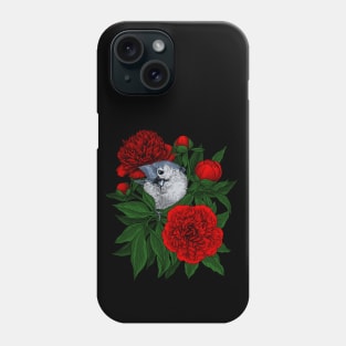 Bird on a red peony bouquet Phone Case