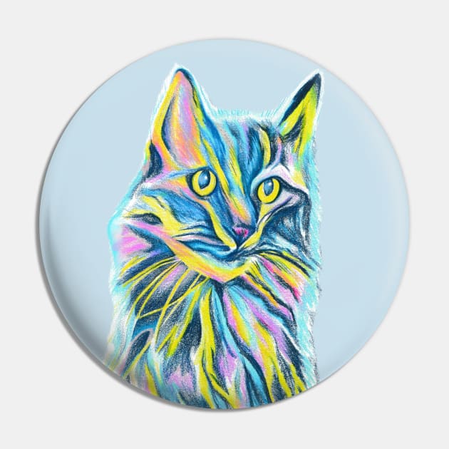 Retro Cat, Long Haired Beauty Pin by FreeSpiritMeg