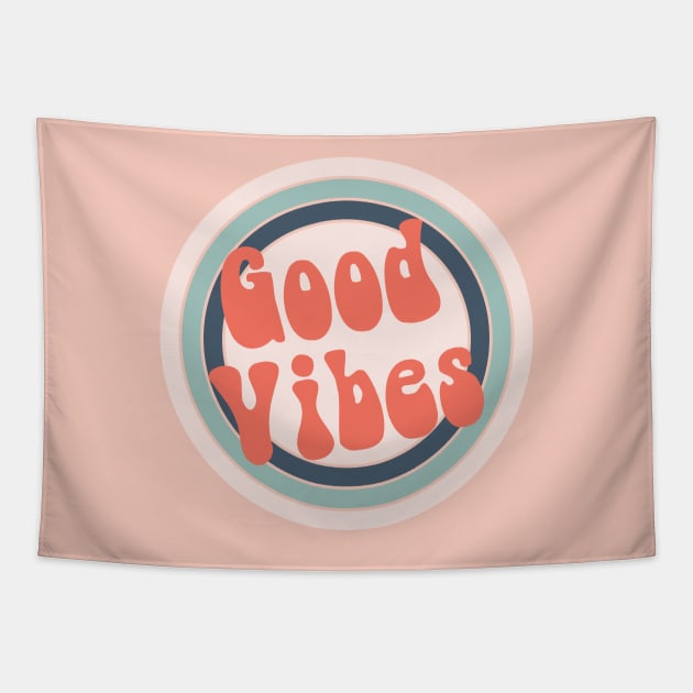 Pink And Blue Retro Good Vibes Tapestry by Thespot