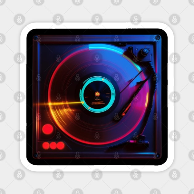 Glow Party DJ Turntable Magnet by musicgeniusart