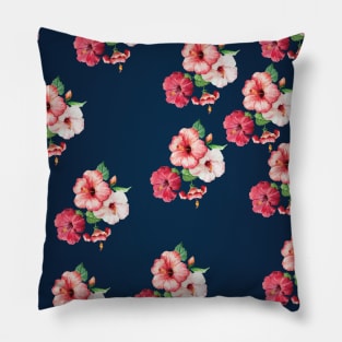 Beautiful Flowers On Blue Pillow