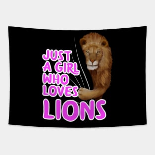 Just A Girl Who Loves Lions Tapestry