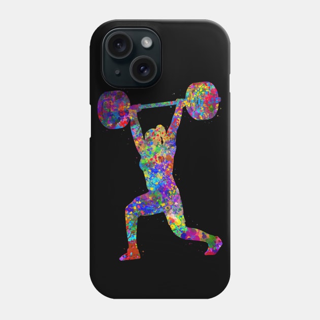 Gym Weightlifter female watercolor art Phone Case by Yahya Art