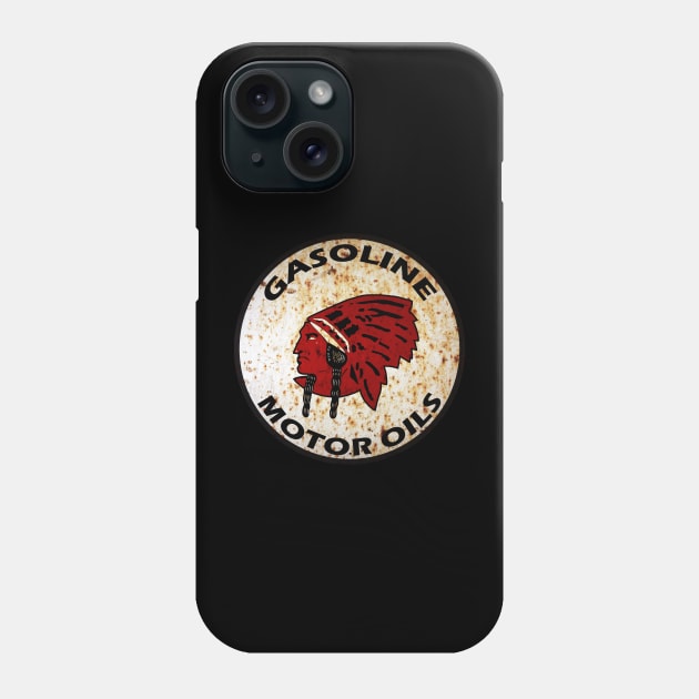 Red Indian Gasoline vintage sign rusted version Phone Case by Hit the Road Designs