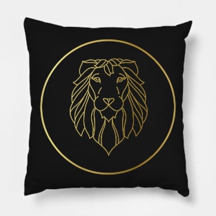 Leo Zodiac Art Gold Pillow