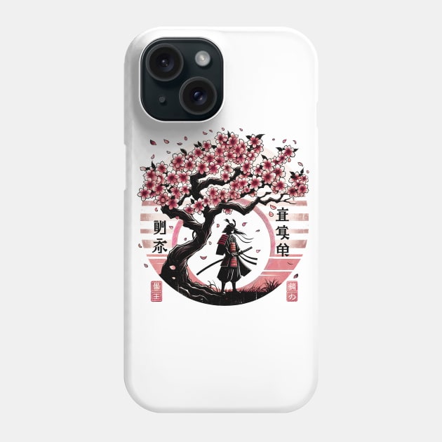 Retro Japanese Warrior: Vintage Anime Sakura Tree Shirt Phone Case by Klimek Prints