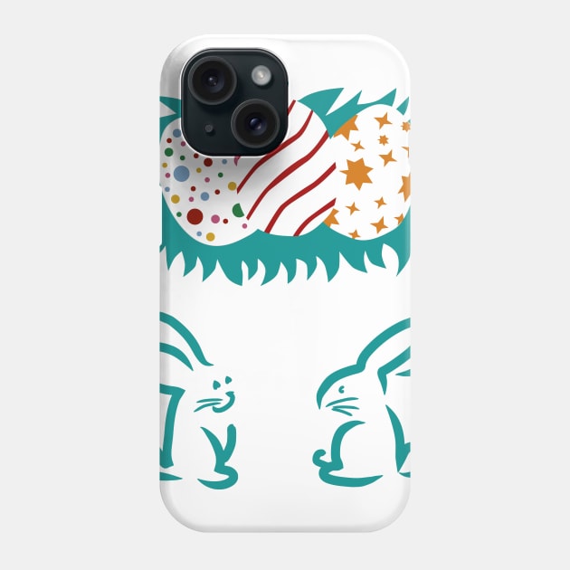 Cute Bunnies Easter Egg Hunt on Easter Day Phone Case by rayrayray90