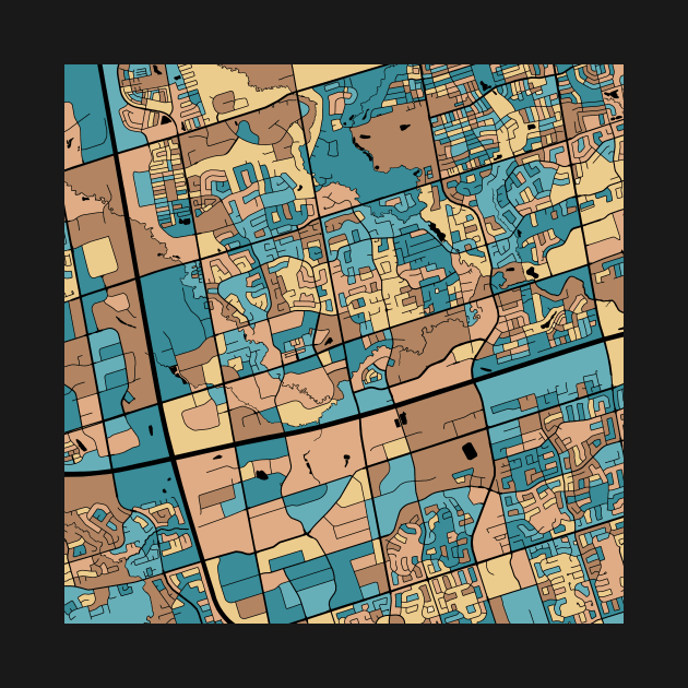 Markham Map Pattern in Mid Century Pastel by PatternMaps