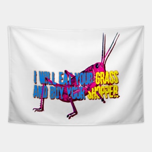 grasshopper popart colorful insect with text Tapestry