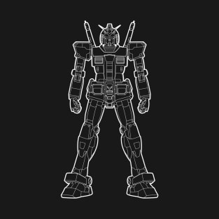 GUNDAM RX 78 2 OUTLINE LINE ART BLACK WHITE SKETCH T-Shirt