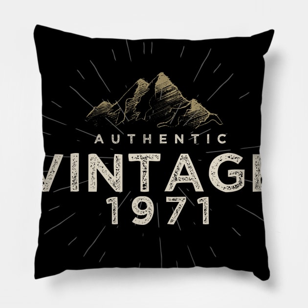 Authentic Vintage 1971 Birthday Design Pillow by DanielLiamGill