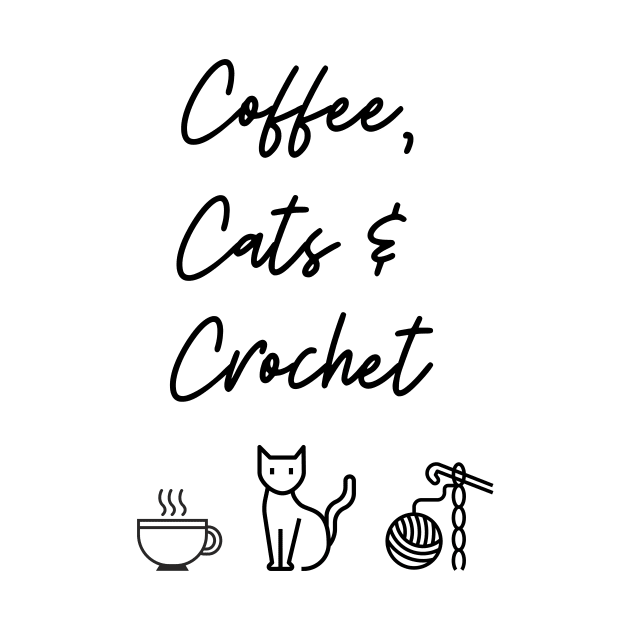 Coffee, Cats & Crochet - white by Tee's Tees