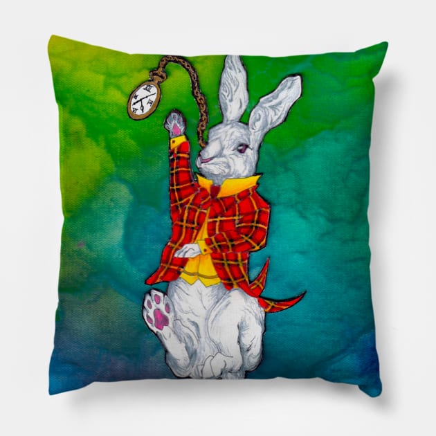 Down The Rabbit Hole Pillow by Art of V. Cook