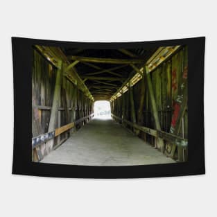 Covered Bridge Photograph Tunnel Vision Perspective Art: Available on Face Masks, Pillows, Phone Cases & Gifts Tapestry