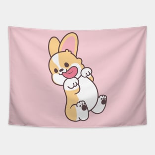 Cute Corgi Tongue Out Belly Rub Tapestry