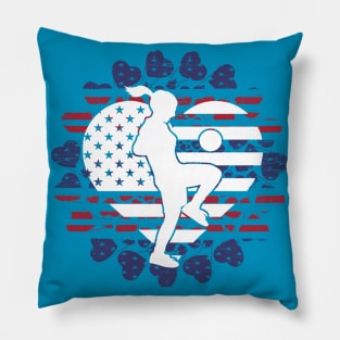 Soccer Player Girl Red White Blue Pillow