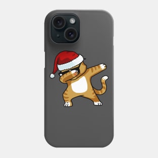 Dabbing Cat Shirt Kids Santa Hat Christmas Cat Lovers Shirt Phone Case