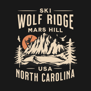 Wolf Ridge Ski and Snowboarding Gift: Hit the Slopes in Style at Mars Hill, North Carolina Iconic American Mountain Resort T-Shirt