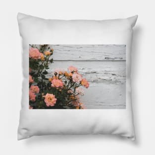 Vintage Pink Roses with Rustic Background Pillow