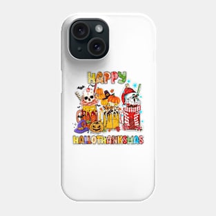 Coffee Halloween Thanksgiving Christmas Happy Hallothanksmas T-Shirt Phone Case