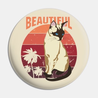 beautiful siamese cat at retro sunset Pin