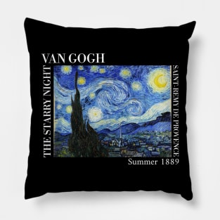 Van Gogh - The Starry Night Stylized with text Full print T-Shirt Pillow