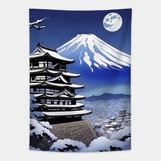 Full Moon Over Fuji Tapestry