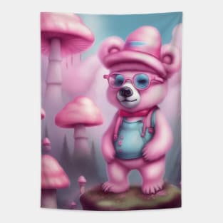 bear in the pink world Tapestry