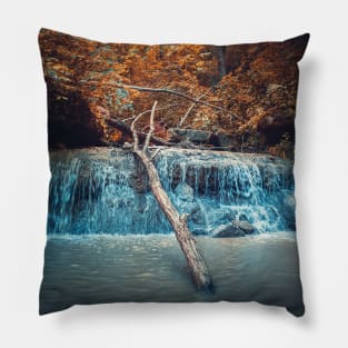 creek in the autumn forest Pillow