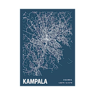 Kampala Blueprint Street Map, Kampala Colour Map Prints T-Shirt