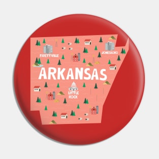 Arkansas illustrated map Pin