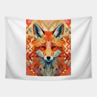 Spectrum Fox: Radiant Op Art Red Fox Design Tapestry