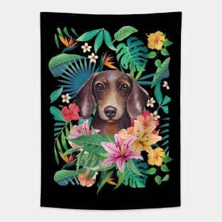 Tropical Chocolate Tan Dachshund Doxie Tapestry