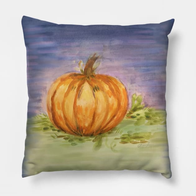 Watercolor Pumpkin Patch Pillow by Elisa_Arts