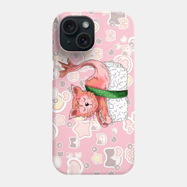 sushi cat with cat faces and stars Phone Case by cuisinecat