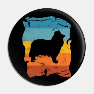 Collie Distressed Vintage Retro Silhouette Pin