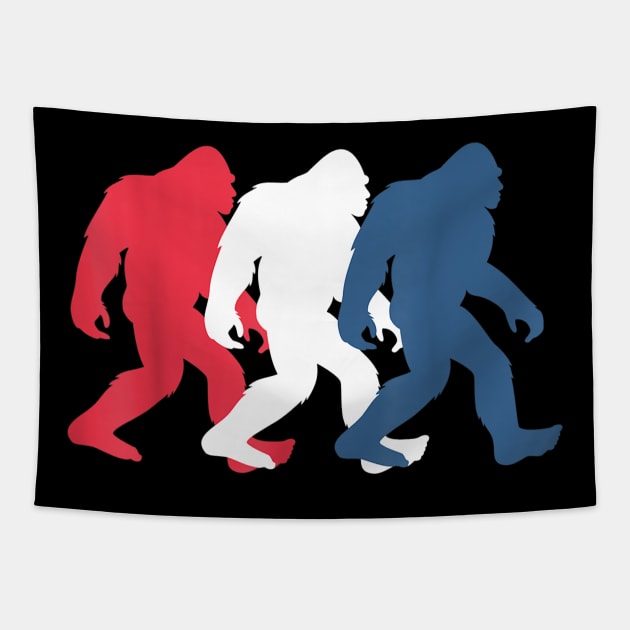 4th of July Bigfoot Red White and Blue Gift Sasquatch Merica Tapestry by Haley Tokey