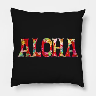 Aloha! Typography Pineapples Collage Pillow