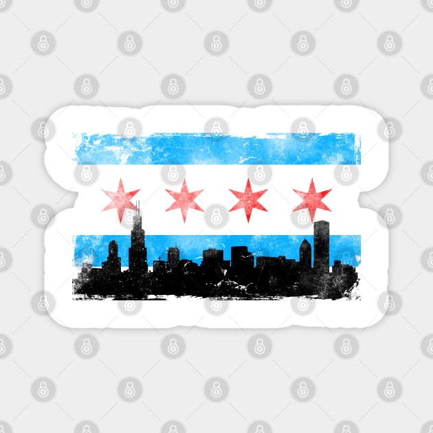 Chicago Flag - Distressed Magnet by SykoticApparel