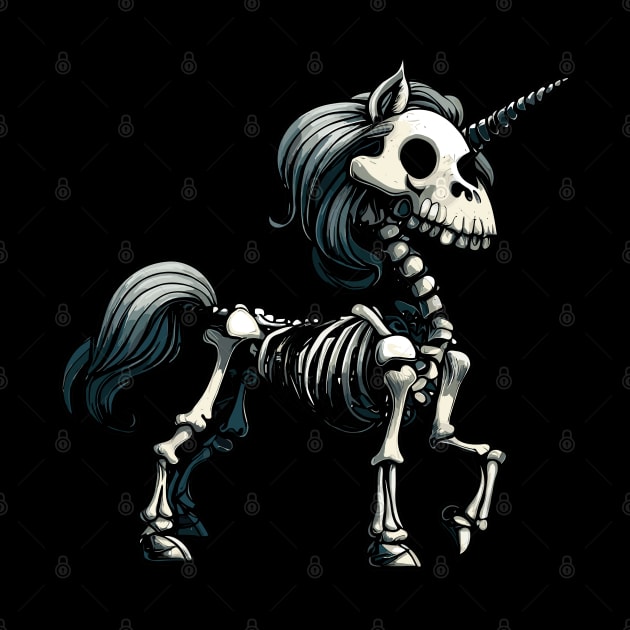 Spooky magical skeleton unicorn by TomFrontierArt