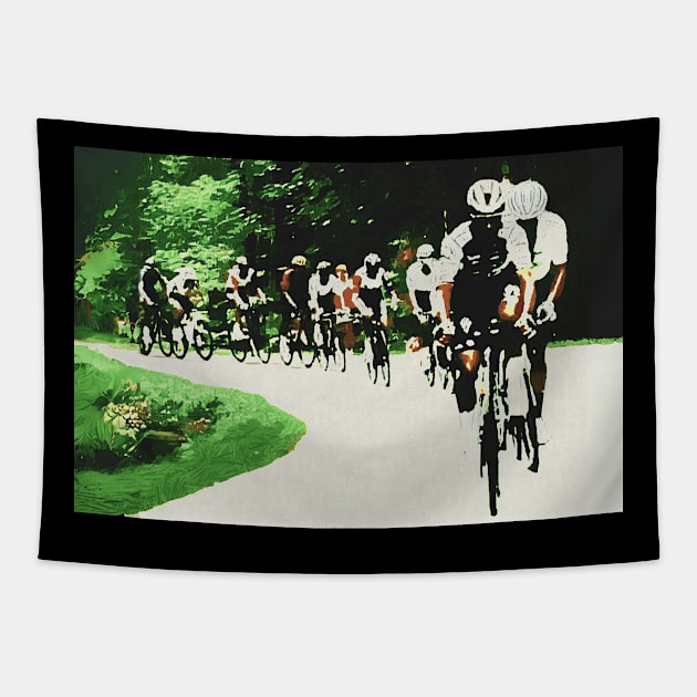 Cycling: Onward and Upward Tapestry by IllustrasAttic