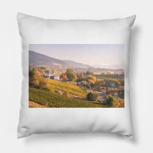 Autumn Sunset View of Vineyards - Naramata Bench Pillow