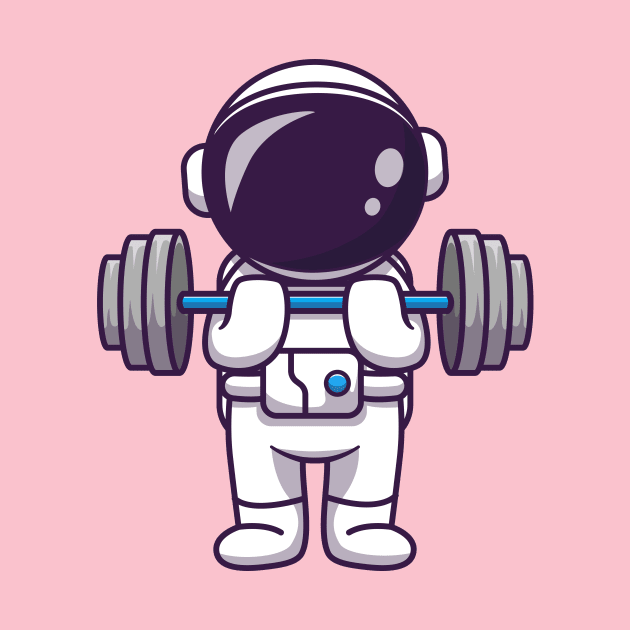 Cute Astronaut Lifting Dumbbell by Catalyst Labs