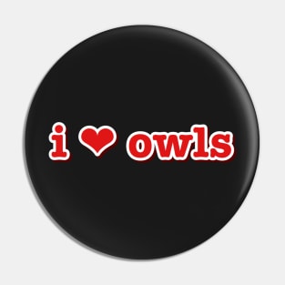 I Love Owls Heart Pin