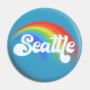 Seattle / Retro Faded-Style Rainbow Design Pin