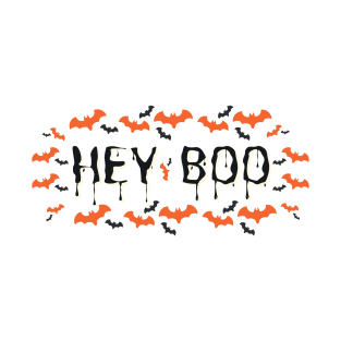 Hey Boo Spooky Halloween Design Bats For Men Women Kids T-Shirt