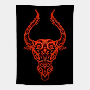 Red Taurus Zodiac Sign Tapestry