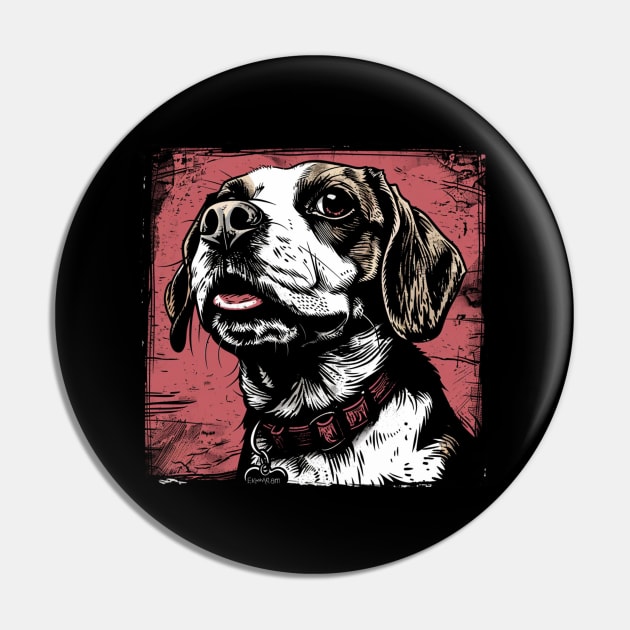 Retro Art Beagle Dog Lover Pin by June Sixteen