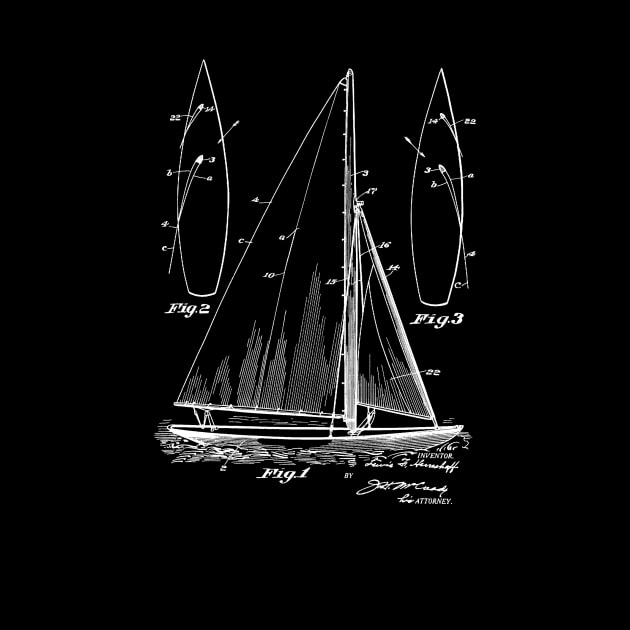 Sailing Boat Vintage Patent Hand Drawing by TheYoungDesigns